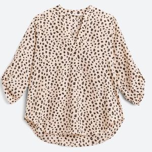 Cream and black Leopard print blouse by Lush. 3/4 sleeve